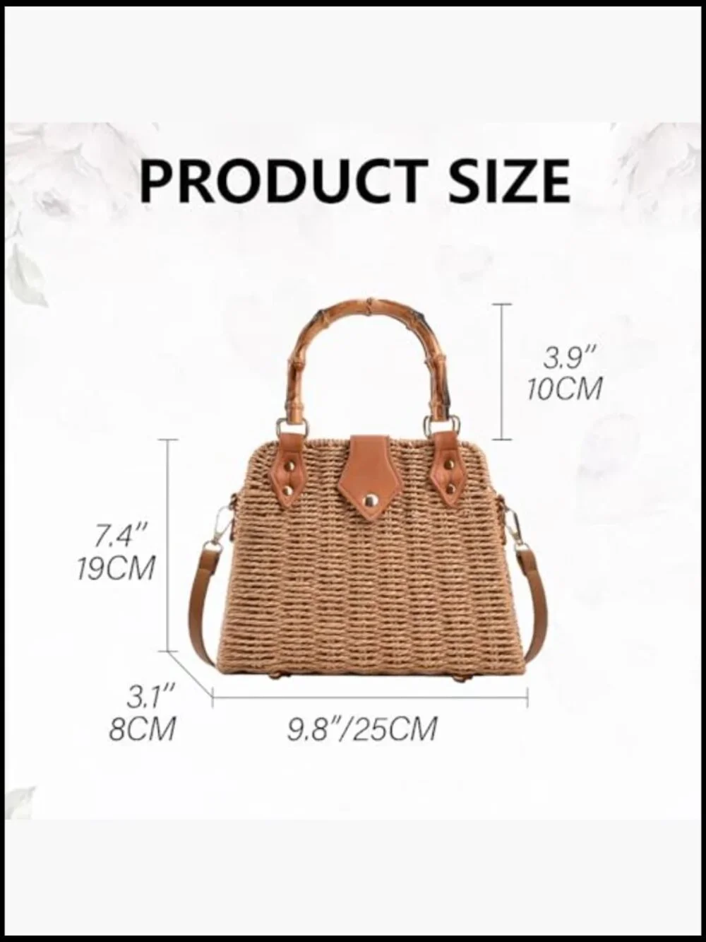 Straw Tote Bag Woven Crossbody Shoulder Handbag Beach Summer Vacation Vintage - Picture 6 of 7